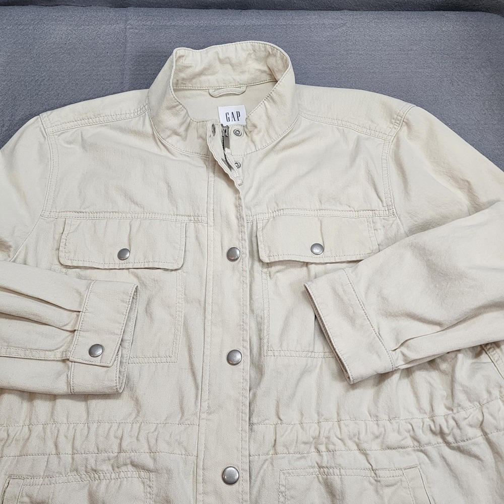 GAP Utility Jacket Beige Cargo Pockets Drawstring… - image 1